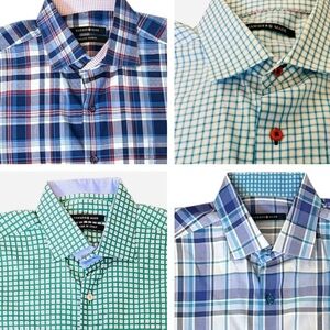 Lot of 4 Hammer Made Italian Cotton Button-Down Shirts Size 42 / 165 (US Large)
